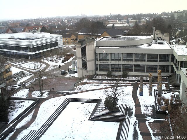 Foto der Webcam: Verwaltungsgeb&auml;ude, Innenhof mit Audimax, H&ouml;rsaal-Geb&auml;ude 1