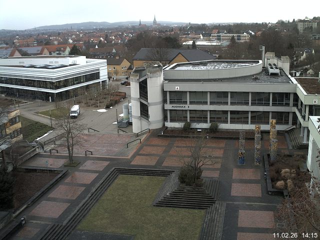 Foto der Webcam: Verwaltungsgeb&auml;ude, Innenhof mit Audimax, H&ouml;rsaal-Geb&auml;ude 1