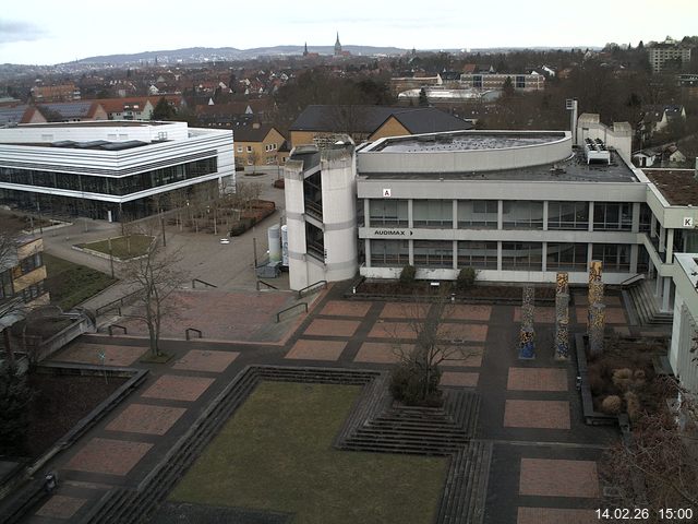 Foto der Webcam: Verwaltungsgeb&auml;ude, Innenhof mit Audimax, H&ouml;rsaal-Geb&auml;ude 1