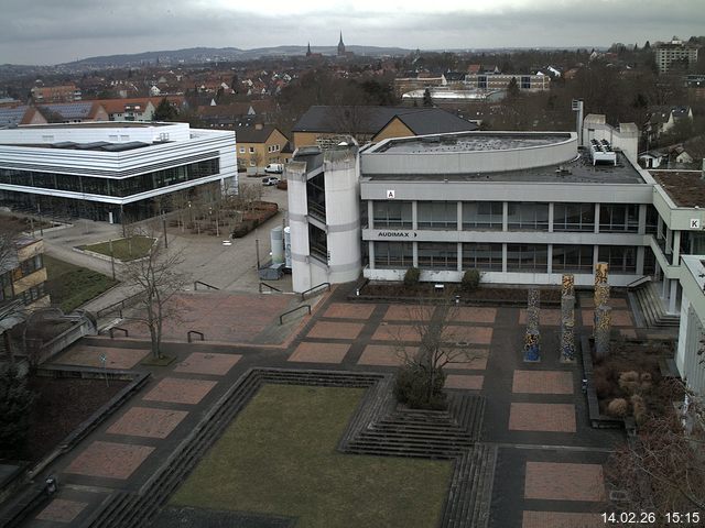 Foto der Webcam: Verwaltungsgeb&auml;ude, Innenhof mit Audimax, H&ouml;rsaal-Geb&auml;ude 1