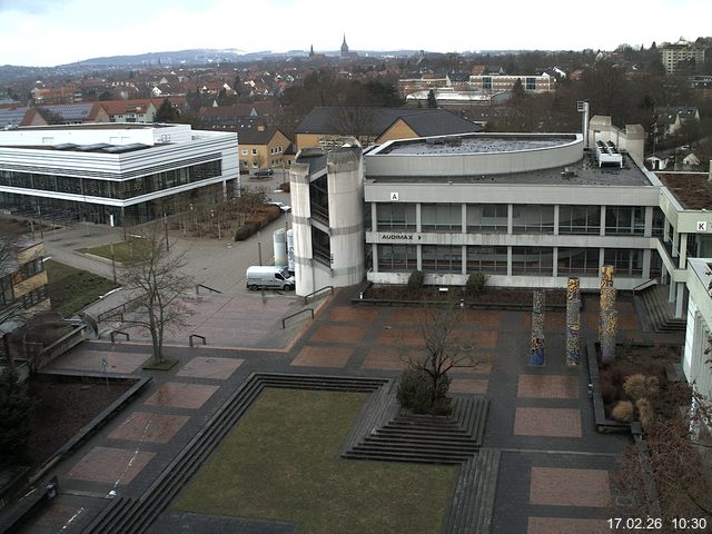 Foto der Webcam: Verwaltungsgeb&auml;ude, Innenhof mit Audimax, H&ouml;rsaal-Geb&auml;ude 1