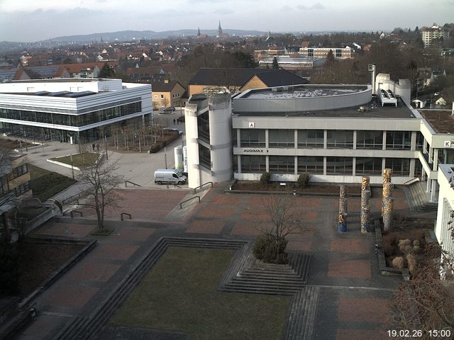 Foto der Webcam: Verwaltungsgeb&auml;ude, Innenhof mit Audimax, H&ouml;rsaal-Geb&auml;ude 1