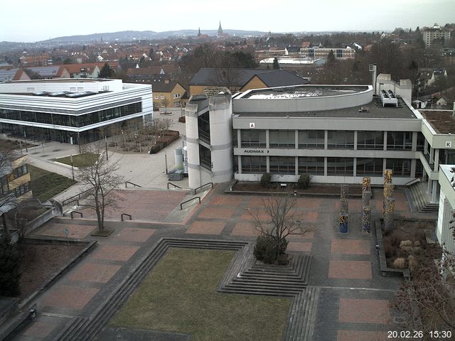 Foto der Webcam: Verwaltungsgeb&auml;ude, Innenhof mit Audimax, H&ouml;rsaal-Geb&auml;ude 1