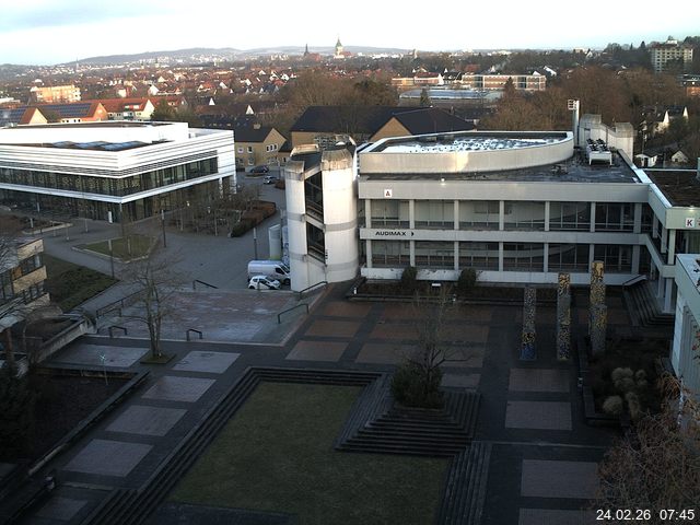 Foto der Webcam: Verwaltungsgeb&auml;ude, Innenhof mit Audimax, H&ouml;rsaal-Geb&auml;ude 1