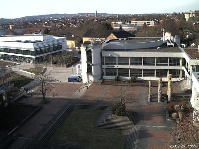 Foto der Webcam: Verwaltungsgeb&auml;ude, Innenhof mit Audimax, H&ouml;rsaal-Geb&auml;ude 1