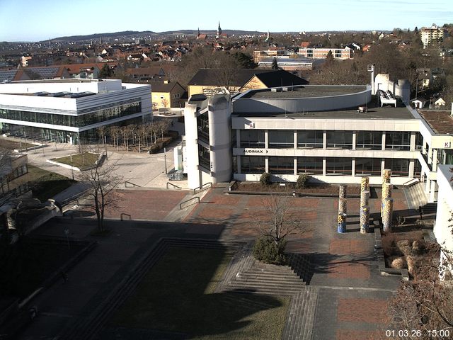 Foto der Webcam: Verwaltungsgeb&auml;ude, Innenhof mit Audimax, H&ouml;rsaal-Geb&auml;ude 1