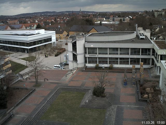 Foto der Webcam: Verwaltungsgeb&auml;ude, Innenhof mit Audimax, H&ouml;rsaal-Geb&auml;ude 1