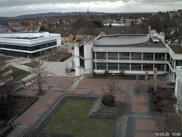 Foto der Webcam: Verwaltungsgeb&auml;ude, Innenhof mit Audimax, H&ouml;rsaal-Geb&auml;ude 1