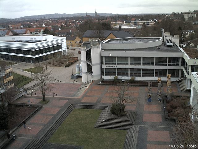 Foto der Webcam: Verwaltungsgeb&auml;ude, Innenhof mit Audimax, H&ouml;rsaal-Geb&auml;ude 1