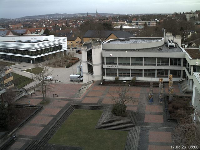 Foto der Webcam: Verwaltungsgeb&auml;ude, Innenhof mit Audimax, H&ouml;rsaal-Geb&auml;ude 1