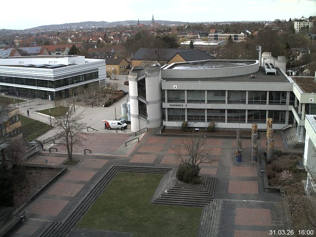 Foto der Webcam: Verwaltungsgeb&auml;ude, Innenhof mit Audimax, H&ouml;rsaal-Geb&auml;ude 1