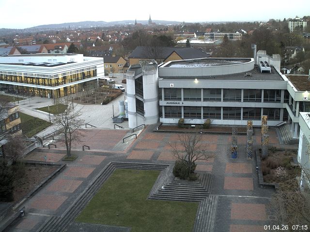 Foto der Webcam: Verwaltungsgeb&auml;ude, Innenhof mit Audimax, H&ouml;rsaal-Geb&auml;ude 1