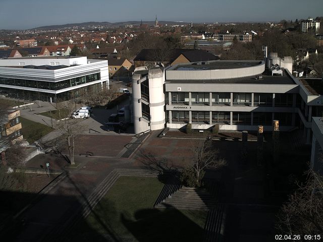Foto der Webcam: Verwaltungsgeb&auml;ude, Innenhof mit Audimax, H&ouml;rsaal-Geb&auml;ude 1