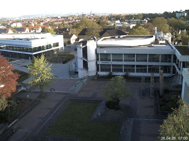 Foto der Webcam: Verwaltungsgeb&auml;ude, Innenhof mit Audimax, H&ouml;rsaal-Geb&auml;ude 1
