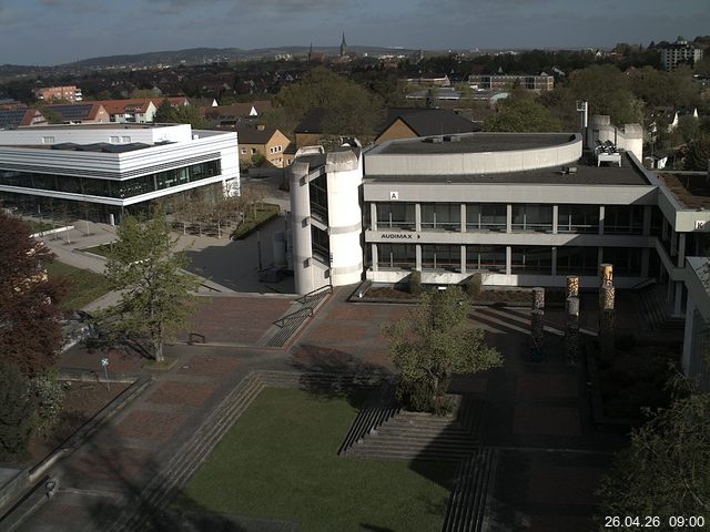 Foto der Webcam: Verwaltungsgeb&auml;ude, Innenhof mit Audimax, H&ouml;rsaal-Geb&auml;ude 1