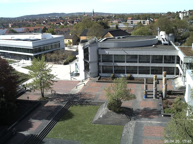 Foto der Webcam: Verwaltungsgeb&auml;ude, Innenhof mit Audimax, H&ouml;rsaal-Geb&auml;ude 1
