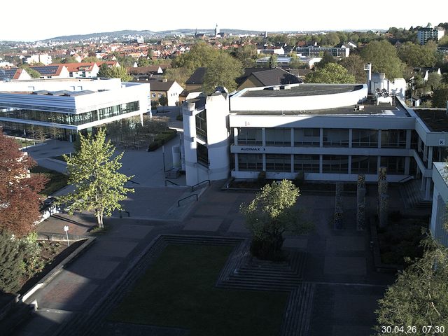 Foto der Webcam: Verwaltungsgeb&auml;ude, Innenhof mit Audimax, H&ouml;rsaal-Geb&auml;ude 1