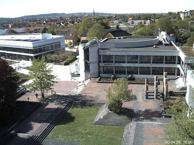 Foto der Webcam: Verwaltungsgeb&auml;ude, Innenhof mit Audimax, H&ouml;rsaal-Geb&auml;ude 1