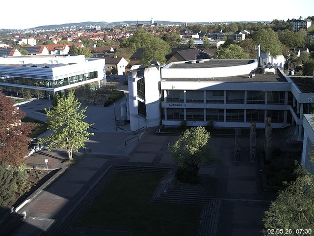 Foto der Webcam: Verwaltungsgeb&auml;ude, Innenhof mit Audimax, H&ouml;rsaal-Geb&auml;ude 1