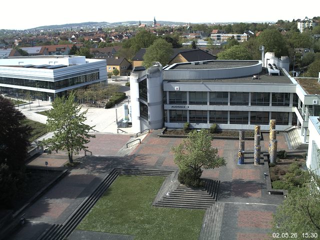 Foto der Webcam: Verwaltungsgeb&auml;ude, Innenhof mit Audimax, H&ouml;rsaal-Geb&auml;ude 1