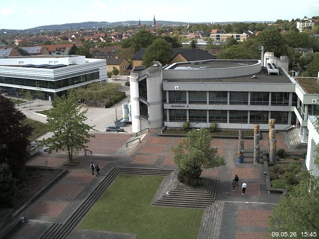 Foto der Webcam: Verwaltungsgeb&auml;ude, Innenhof mit Audimax, H&ouml;rsaal-Geb&auml;ude 1