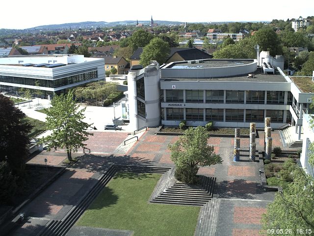 Foto der Webcam: Verwaltungsgeb&auml;ude, Innenhof mit Audimax, H&ouml;rsaal-Geb&auml;ude 1
