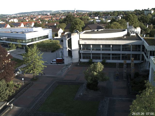 Foto der Webcam: Verwaltungsgeb&auml;ude, Innenhof mit Audimax, H&ouml;rsaal-Geb&auml;ude 1