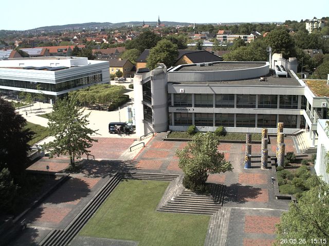 Foto der Webcam: Verwaltungsgeb&auml;ude, Innenhof mit Audimax, H&ouml;rsaal-Geb&auml;ude 1