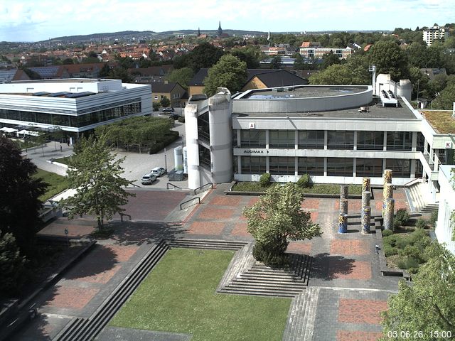 Foto der Webcam: Verwaltungsgeb&auml;ude, Innenhof mit Audimax, H&ouml;rsaal-Geb&auml;ude 1