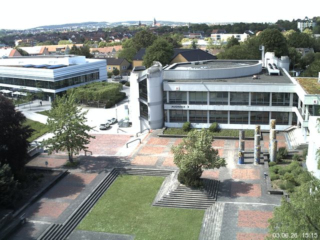 Foto der Webcam: Verwaltungsgeb&auml;ude, Innenhof mit Audimax, H&ouml;rsaal-Geb&auml;ude 1