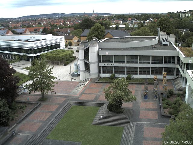 Foto der Webcam: Verwaltungsgeb&auml;ude, Innenhof mit Audimax, H&ouml;rsaal-Geb&auml;ude 1