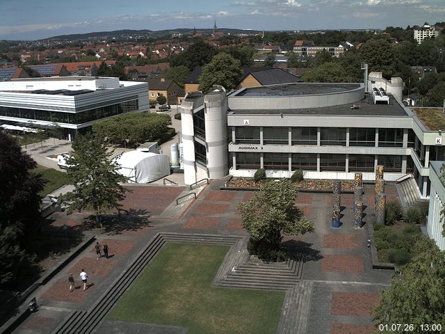 Foto der Webcam: Verwaltungsgeb&auml;ude, Innenhof mit Audimax, H&ouml;rsaal-Geb&auml;ude 1