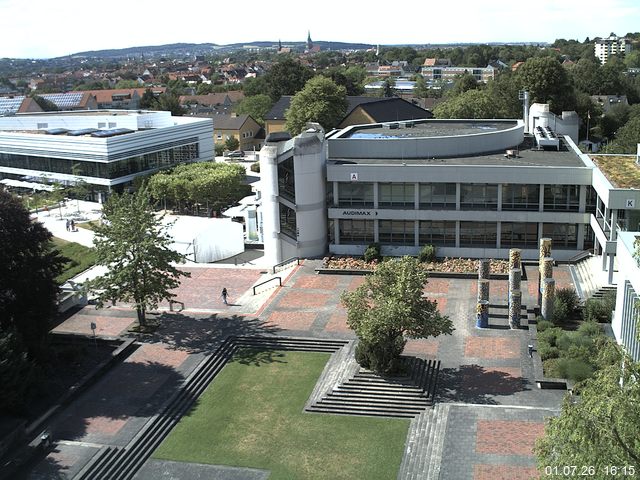 Foto der Webcam: Verwaltungsgeb&auml;ude, Innenhof mit Audimax, H&ouml;rsaal-Geb&auml;ude 1