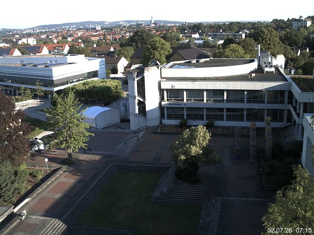 Foto der Webcam: Verwaltungsgeb&auml;ude, Innenhof mit Audimax, H&ouml;rsaal-Geb&auml;ude 1