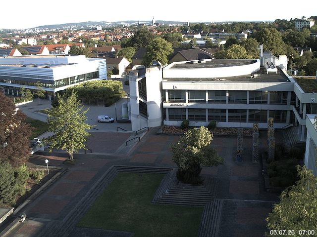 Foto der Webcam: Verwaltungsgeb&auml;ude, Innenhof mit Audimax, H&ouml;rsaal-Geb&auml;ude 1