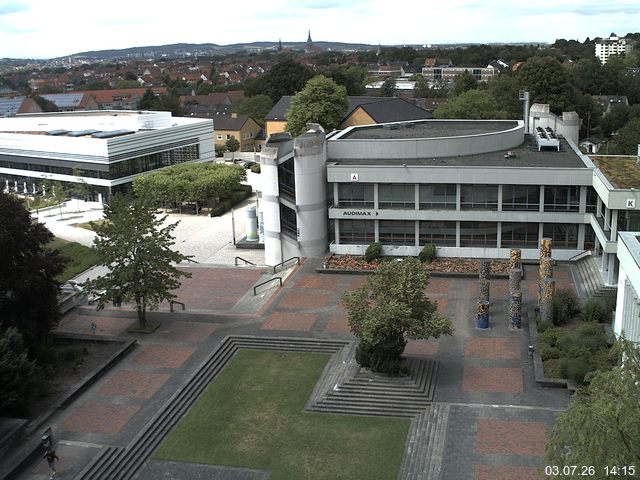 Foto der Webcam: Verwaltungsgeb&auml;ude, Innenhof mit Audimax, H&ouml;rsaal-Geb&auml;ude 1