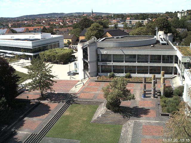 Foto der Webcam: Verwaltungsgeb&auml;ude, Innenhof mit Audimax, H&ouml;rsaal-Geb&auml;ude 1