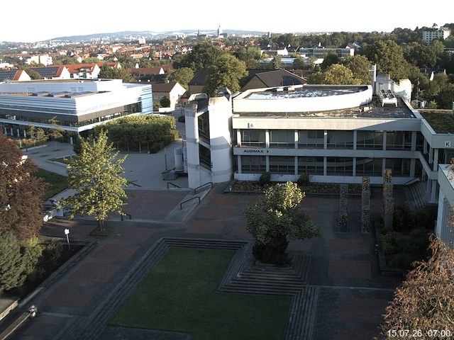 Foto der Webcam: Verwaltungsgeb&auml;ude, Innenhof mit Audimax, H&ouml;rsaal-Geb&auml;ude 1