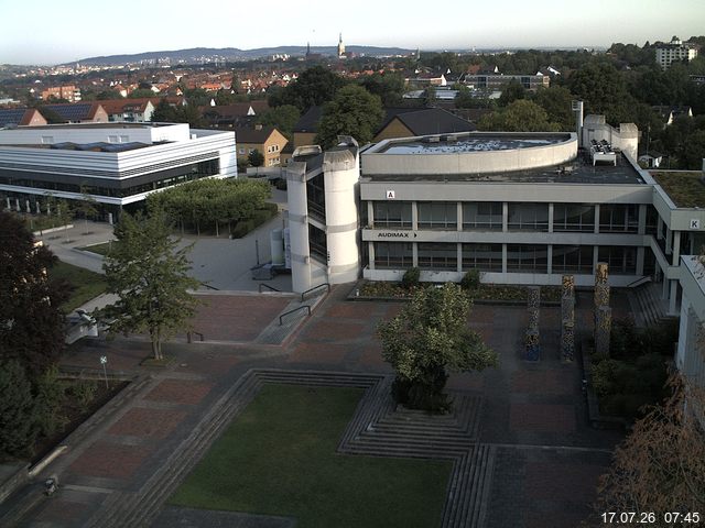 Foto der Webcam: Verwaltungsgeb&auml;ude, Innenhof mit Audimax, H&ouml;rsaal-Geb&auml;ude 1