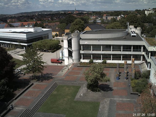 Foto der Webcam: Verwaltungsgeb&auml;ude, Innenhof mit Audimax, H&ouml;rsaal-Geb&auml;ude 1