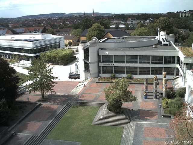 Foto der Webcam: Verwaltungsgeb&auml;ude, Innenhof mit Audimax, H&ouml;rsaal-Geb&auml;ude 1
