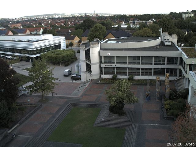 Foto der Webcam: Verwaltungsgeb&auml;ude, Innenhof mit Audimax, H&ouml;rsaal-Geb&auml;ude 1