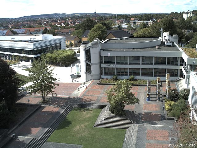 Foto der Webcam: Verwaltungsgeb&auml;ude, Innenhof mit Audimax, H&ouml;rsaal-Geb&auml;ude 1