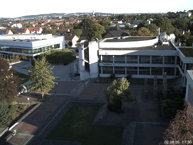 Foto der Webcam: Verwaltungsgeb&auml;ude, Innenhof mit Audimax, H&ouml;rsaal-Geb&auml;ude 1