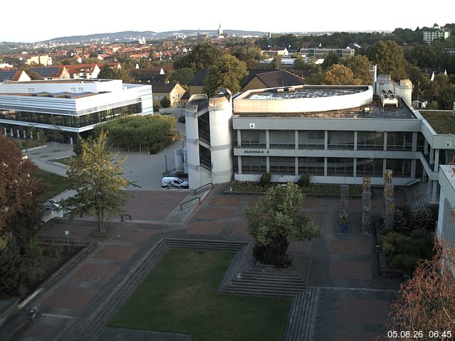 Foto der Webcam: Verwaltungsgeb&auml;ude, Innenhof mit Audimax, H&ouml;rsaal-Geb&auml;ude 1