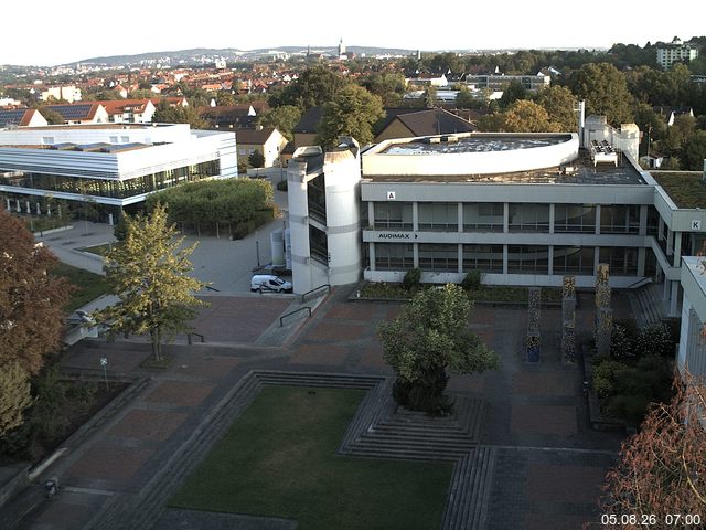 Foto der Webcam: Verwaltungsgeb&auml;ude, Innenhof mit Audimax, H&ouml;rsaal-Geb&auml;ude 1