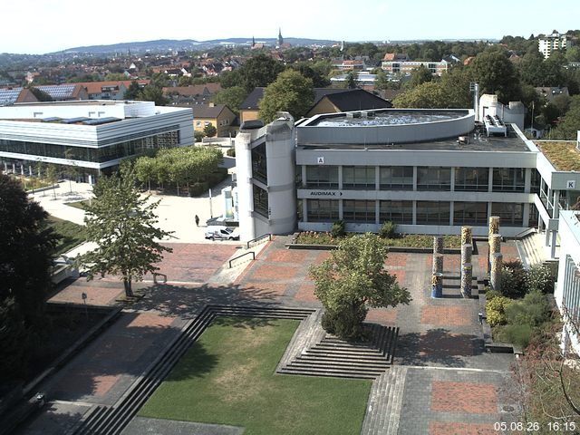 Foto der Webcam: Verwaltungsgeb&auml;ude, Innenhof mit Audimax, H&ouml;rsaal-Geb&auml;ude 1