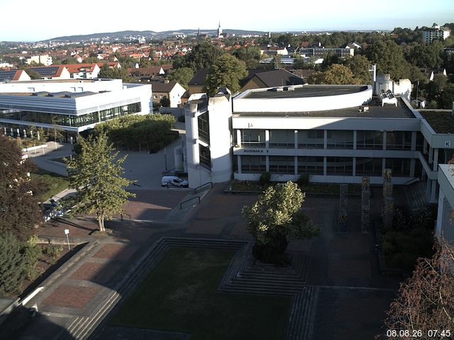Foto der Webcam: Verwaltungsgeb&auml;ude, Innenhof mit Audimax, H&ouml;rsaal-Geb&auml;ude 1