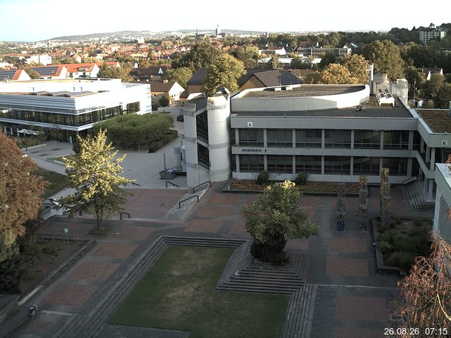 Foto der Webcam: Verwaltungsgeb&auml;ude, Innenhof mit Audimax, H&ouml;rsaal-Geb&auml;ude 1