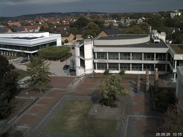 Foto der Webcam: Verwaltungsgeb&auml;ude, Innenhof mit Audimax, H&ouml;rsaal-Geb&auml;ude 1